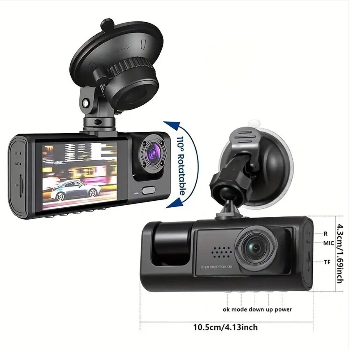DualView Pro Dash Cam - Full HD Front & Rear Recording, Parking Mode