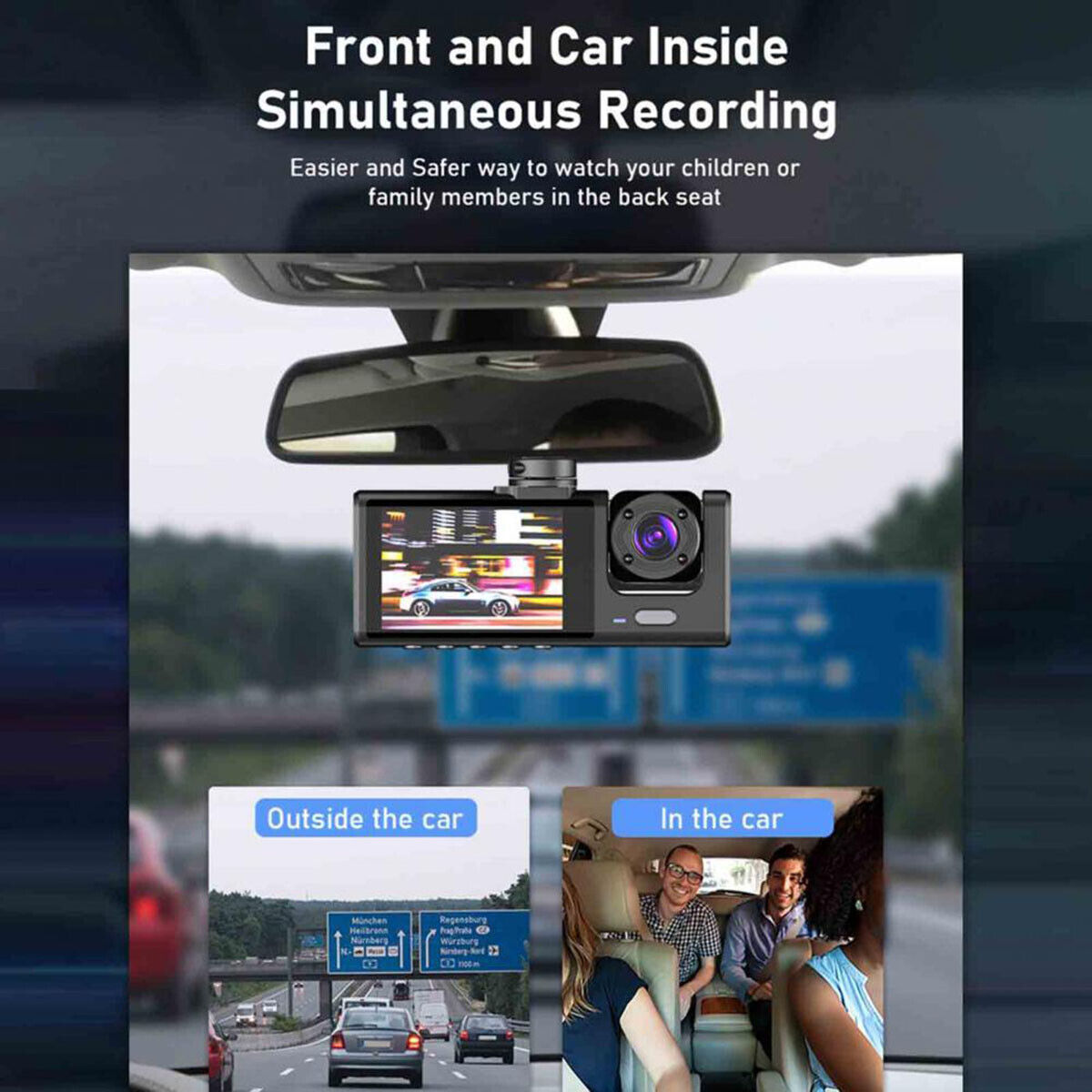 DualView Pro Dash Cam - Full HD Front & Rear Recording, Parking Mode